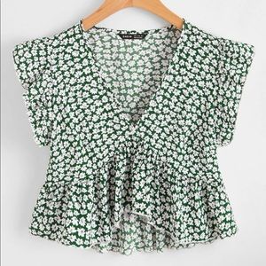 Floral Green Blouse